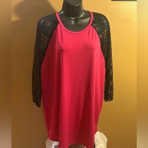 Lularoe Randy Baseball Top with Lace Sleeves 3XL